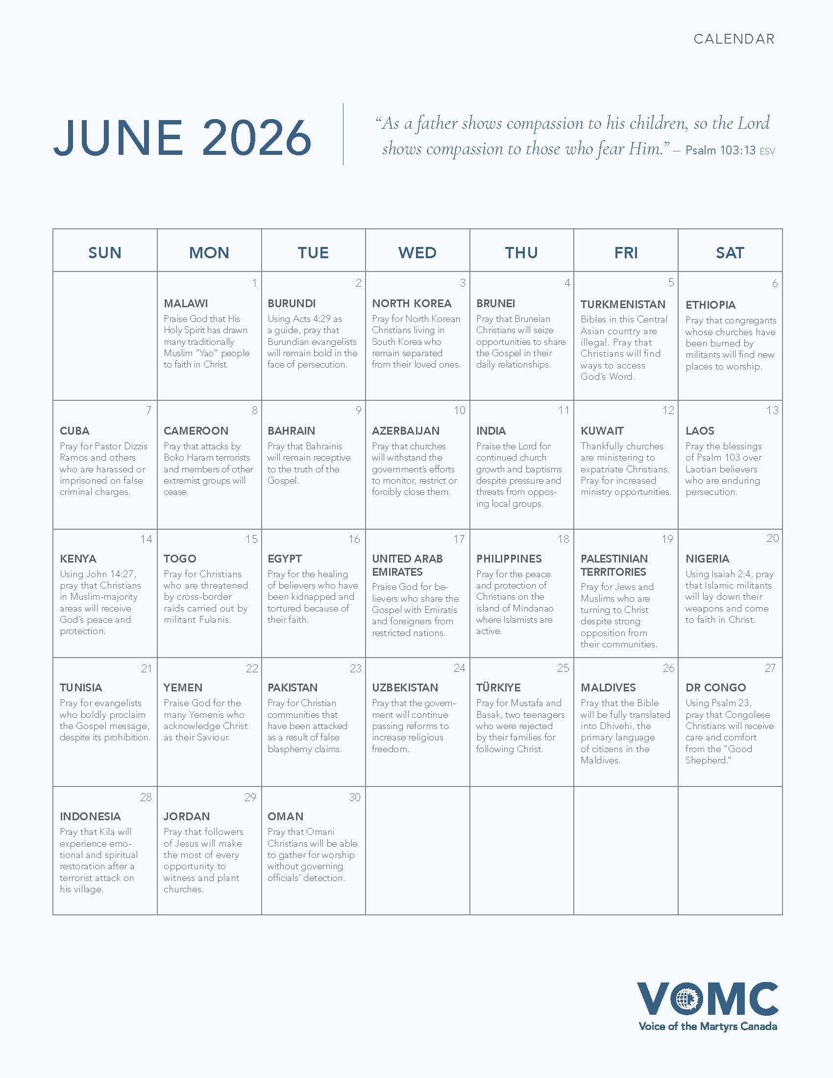 Calendar June
