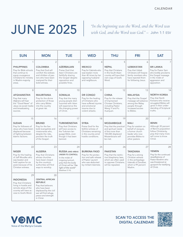 Prayer Calendar - June