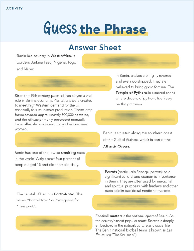 Benin - Guess the Phrase AK