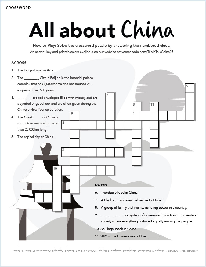 China - Crossword BW